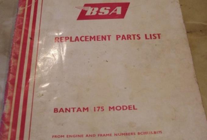 BSA Replacement Parts List Bantam 175