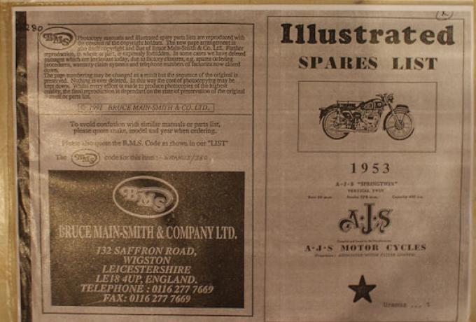 AJS Illustrated spares list 1953 A.J.S Springtwin