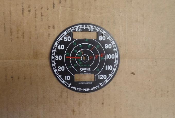Smiths. Tachometer Zifernblatt Plastik 10-120MPH