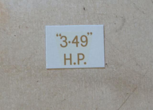 BSA "3.49" H.P. Abziehbild für Nummertafel hinten 1927-36