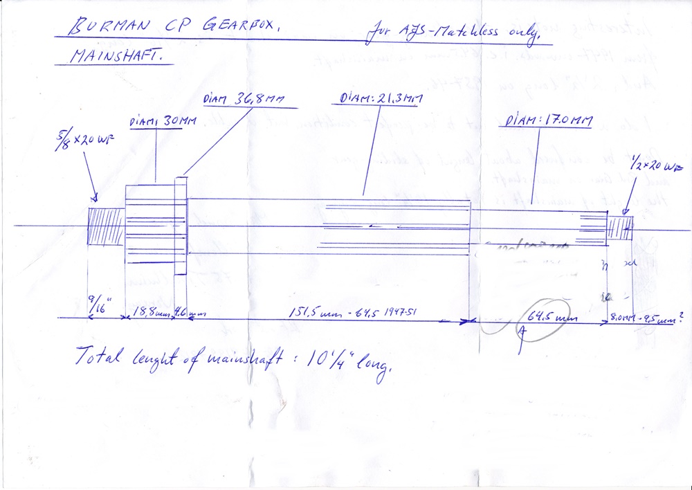 Burman Getriebe Hauptwelle CP. AJS/Matchless gebraucht 1