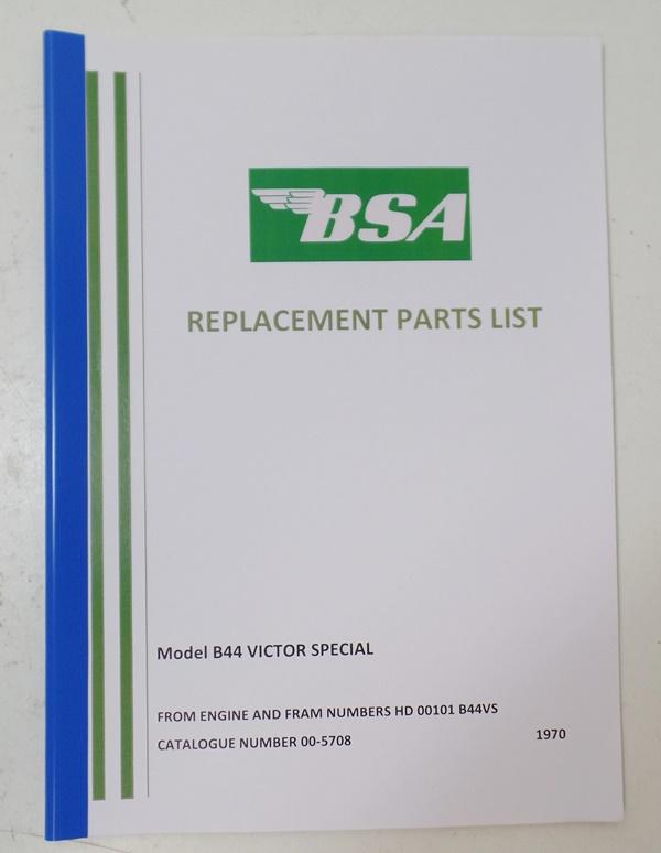 BSA B44 Victor Special 1970 Parts Book Copy BRITISH Only Austria