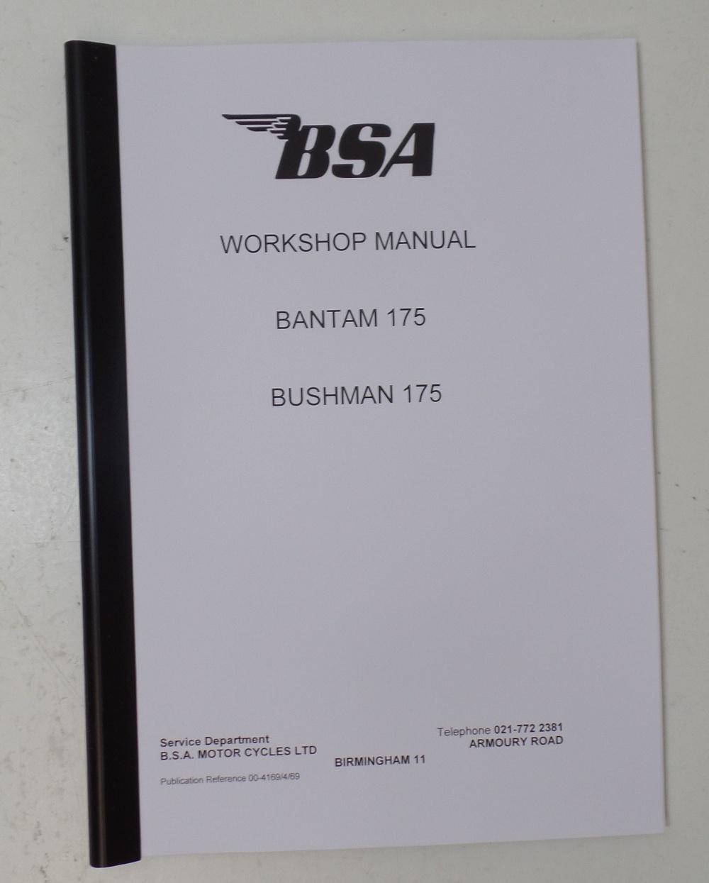 Workshop Manual GS07424 BSA Bantam & Bushman B175 Models 1969 onwards.