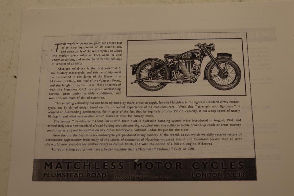 Matchless Motor Cycles Catalogue 1946 copy | BRITISH Only Austria ...