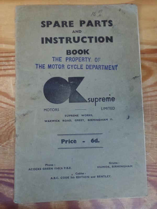 OK Supreme Spare Parts and Instruction Book BRITISH Only Austria