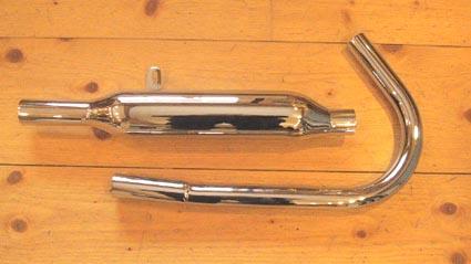 Norton 16H 500cc Exhaust Pipe a. Silencer 1 5/8" /Set chromed