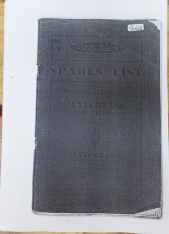 Matchless 1951 500cc G9, Spares List Copy