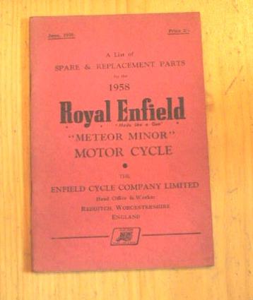 Royal Enfield Spare & Replacement Parts 1958 / Teilebuch