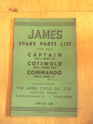 James Spare Parts List / Parts Book