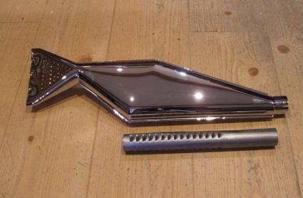 Velocette Auspufftopf MAC,KSS,MSS,MOV  1 3/4"-44mm mit Einsatzrohr