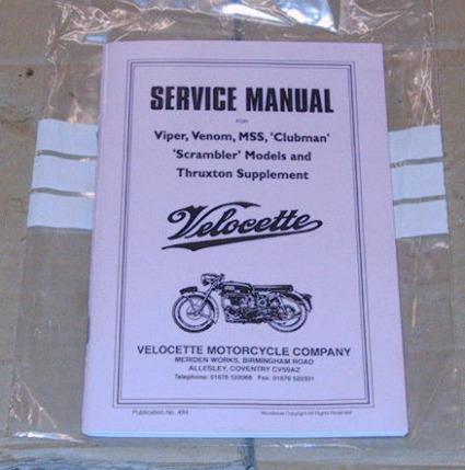 Velocette Workshop Manual Venom. Book.