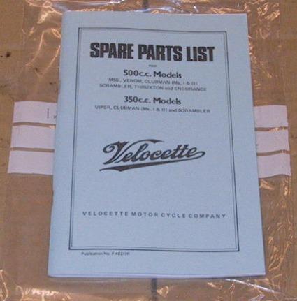 Velocette Spare Parts Book 