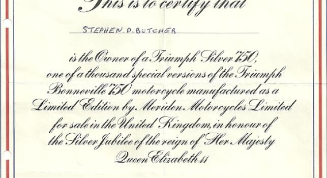 Triumph Bonneville 750 Silver Jubilee 1977