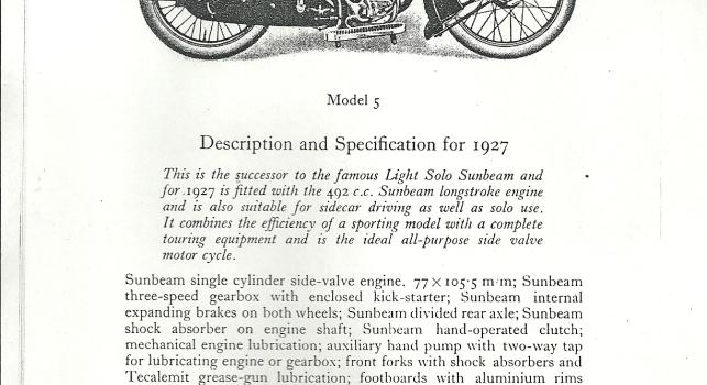 Sunbeam Mod. 5  Long Stroke 1927   492cc 