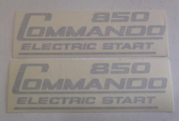 Norton Commando 850 Electric Start, Side Cover Sticker, Silver /Pair