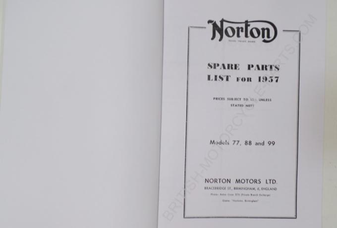 Norton 500/600cc 1957-58 Parts Book