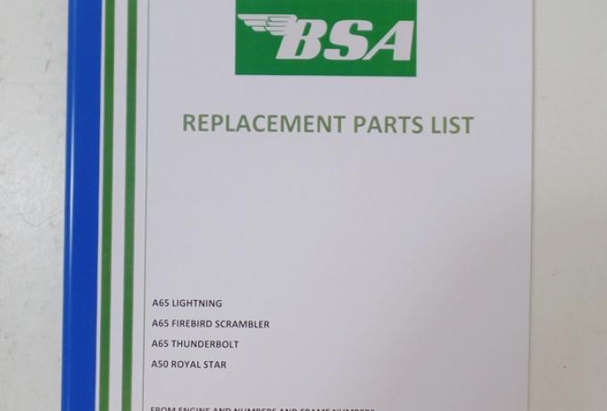 BSA A50/ A65 Replacement Parts List/Book 1969