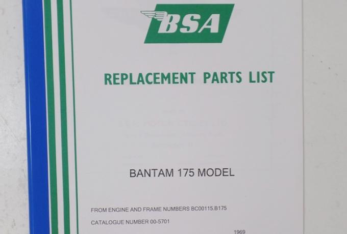 BSA Bantam 175 Model Parts Book