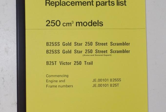 BSA B25 Parts Book 1971-
