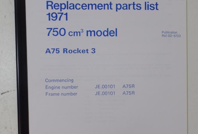BSA Rocket 3 1971 Spare Parts Book