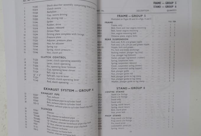 Triumph T20 Cub No4 1957 Parts Book