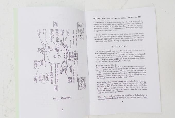BSA B40 WD Model User Handbook 1967
