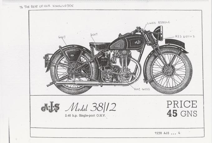 AJS/Matchless Model 38/2 Transfer SET O.H.V. 1938