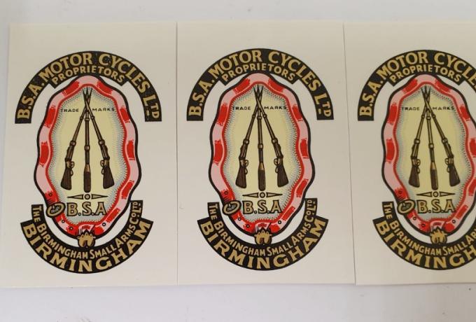 BSA Abziehbild für Lenkkopf und Werkzeugkasten ab 1953 Set of 3