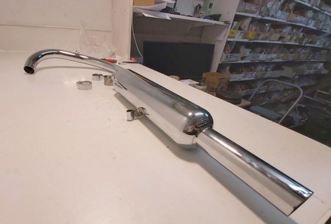 Triumph T70.T80.2H.3HW Exhaust Pipe, Rigid Frame 250/350cc 1936 - 1 5/8" with Silencer 3.5" Body - 90mm