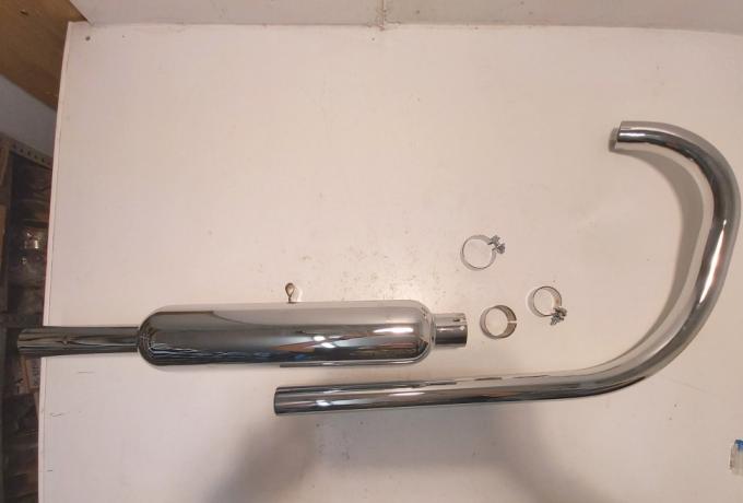 Triumph T70.T80.2H.3HW Exhaust Pipe, Rigid Frame 250/350cc 1936 - 1 5/8" with Silencer 3.5" Body - 90mm