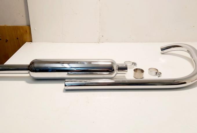 Triumph T70.T80.2H.3HW Exhaust Pipe, Rigid Frame 250/350cc 1936 - 1 5/8" with Silencer 3.5" Body - 90mm