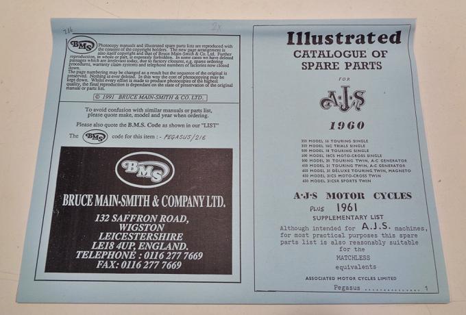 Illustrated Catalogue of Spare Parts for AJS 1960