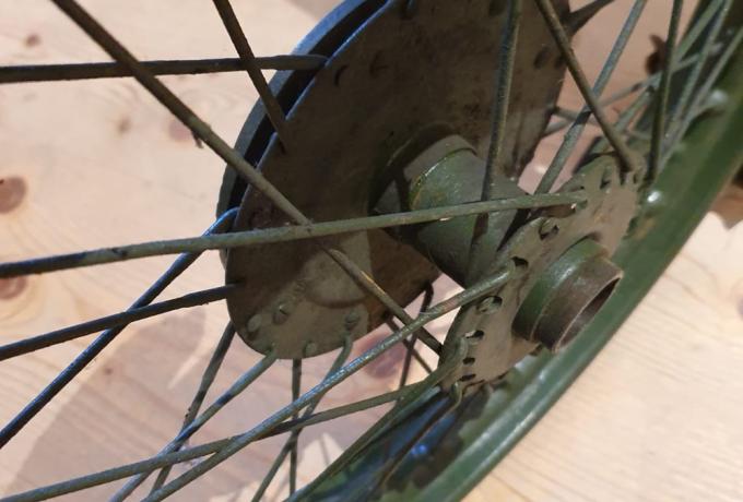 AJS/Matchless 350 front wheel  6” used   Incl. Brake plate and brake shoes after 1937
