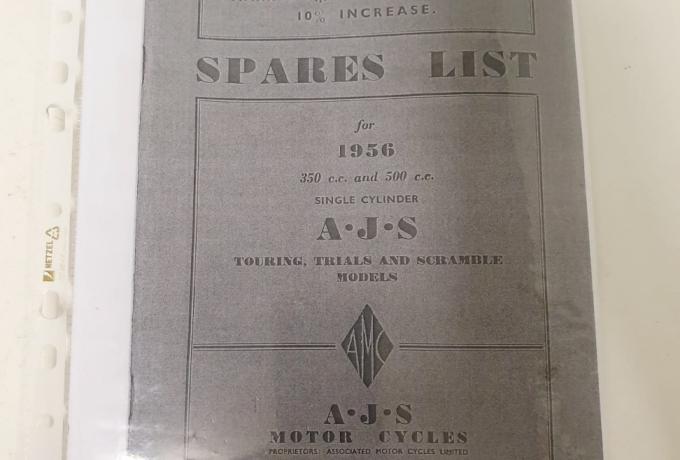 AJS Spare Parts List Single Cylinder 350cc 500cc 1956 Copy