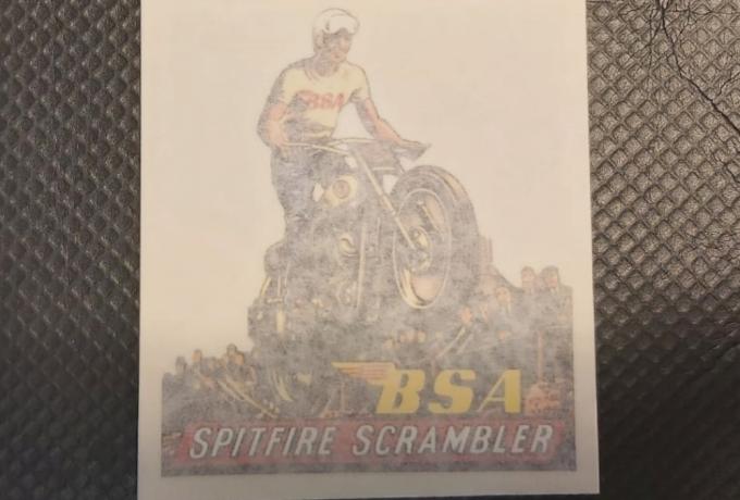 BSA Spitfire Scrambler + Crowd. Tank Top Sticker. 1957/63.