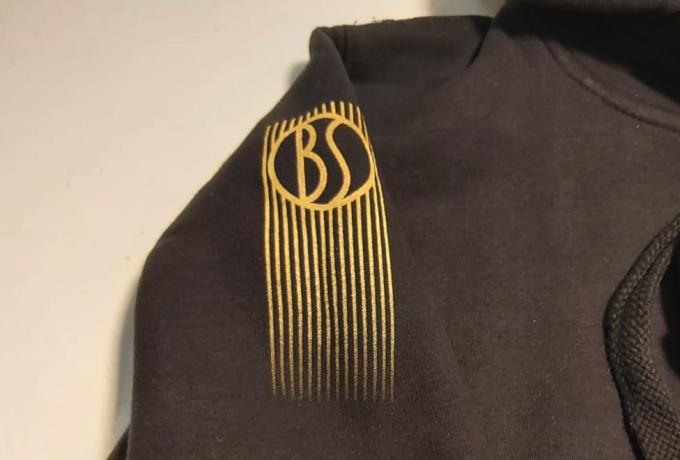 Brough Superior Zipped Hoodie. Black / Rose Gold. Size L