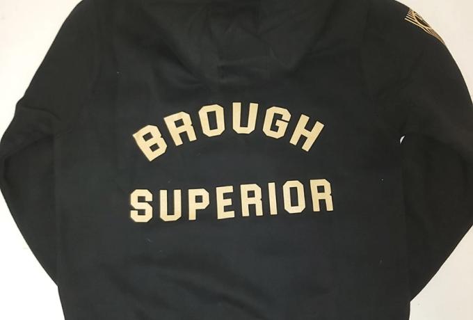 Brough Superior Zipped Hoodie. Black / Rose Gold. Size XL
