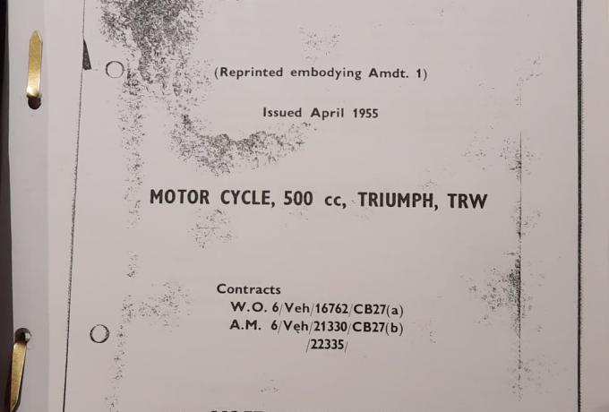 Triumph TRW 500 cc User Handbook issued April 1955