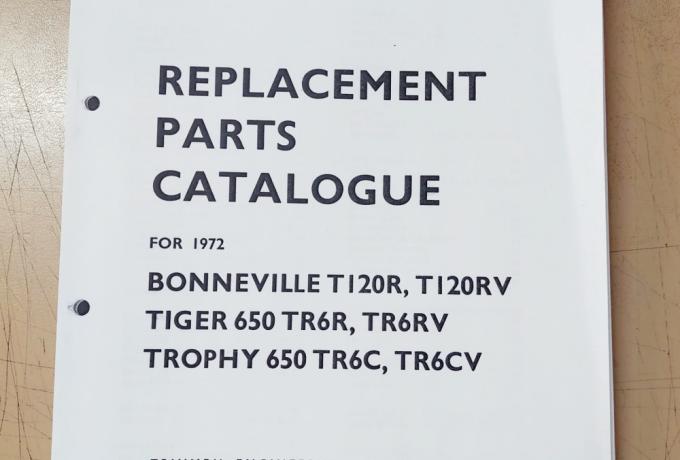 Triumph Replacement Parts Catalogue. 1972. Copy