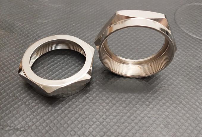 JAP J.A.P./Zenith/Brough Superior Exhaust Nuts. Pair nickel. 1000cc.