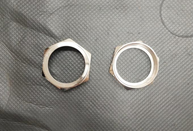 JAP J.A.P./Zenith/Brough Superior Exhaust Nuts. Pair nickel. 1000cc.