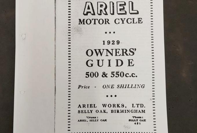 Ariel 500 & 550 cc Owners Guide 1929 Copy
