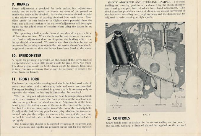 Sunbeam  Motorcycles Maintenance Instructions for 250 cc  Original used