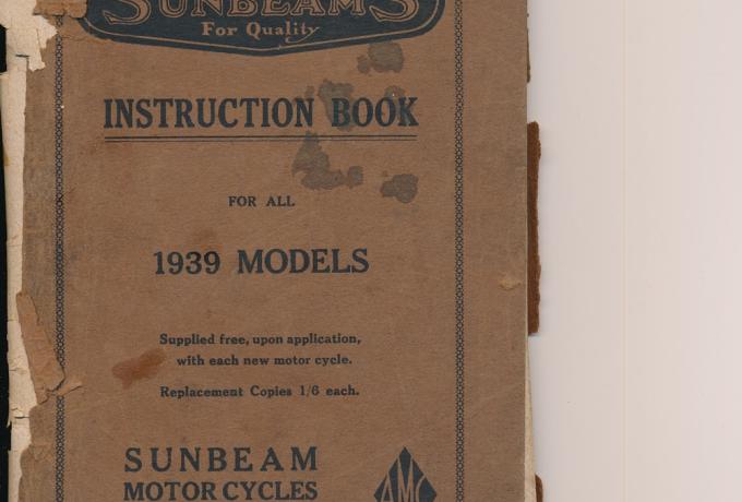 Sunbeam Instruction Book for all 1939 Mod. original used