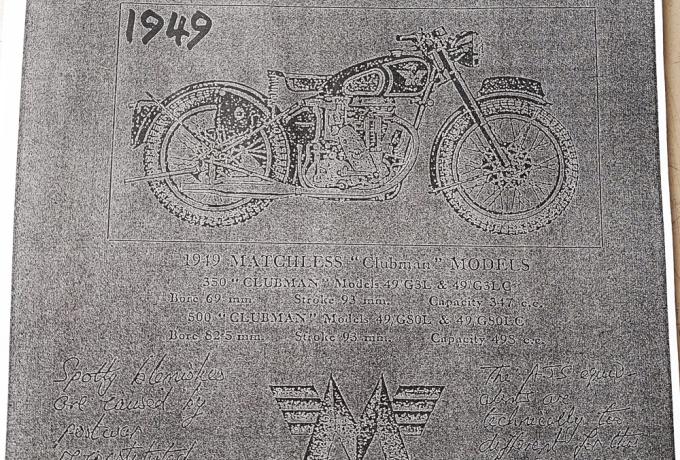 Matchless 1949 "Clubman" Models Spares List, Copy
