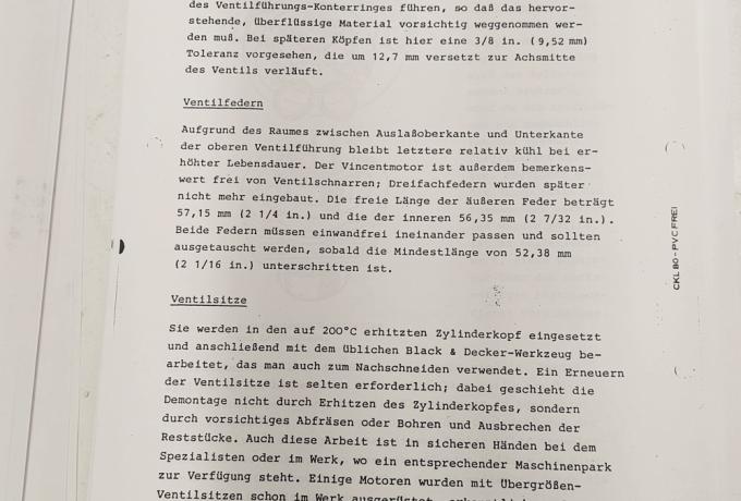 Vincent HRD Service Sheet in German Copy 