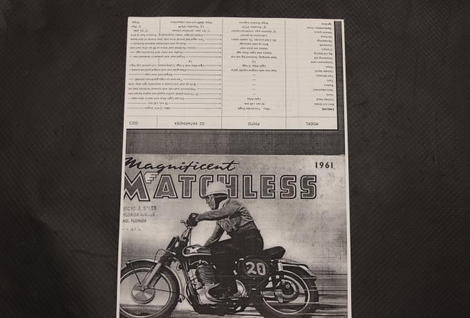 Matchless 1961 Catalogue copy