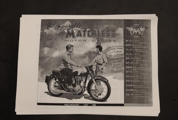 Matchless Peliminary List 1960 Catalogue copy