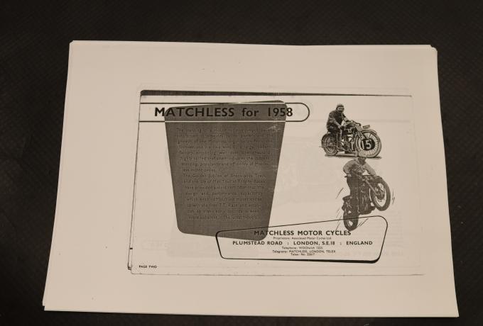 Matchless 1958 Catalogue copy