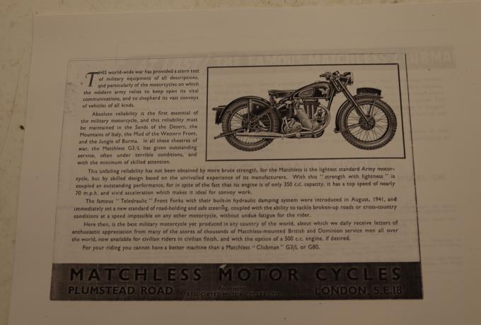 Matchless Motor Cycles Catalogue 1946
